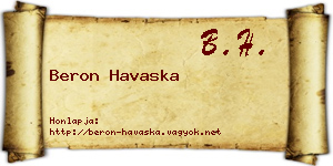 Beron Havaska névjegykártya